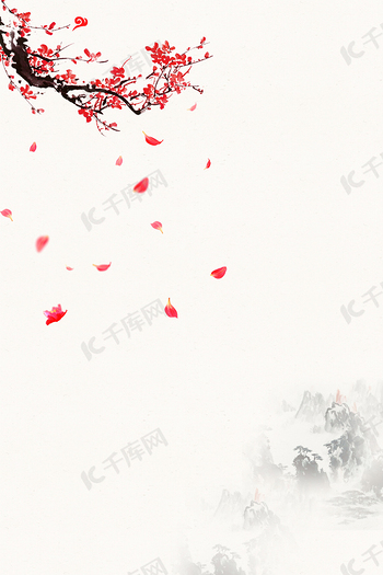 水墨梅花背景图片_水墨梅花背景素材图片_千库网