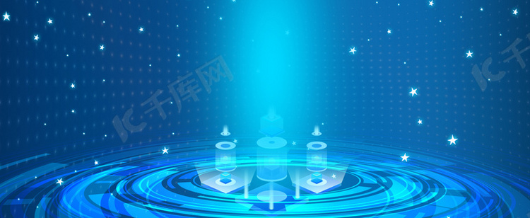 城市中心商务蓝色科技感banner背景图片免费下载-千库网