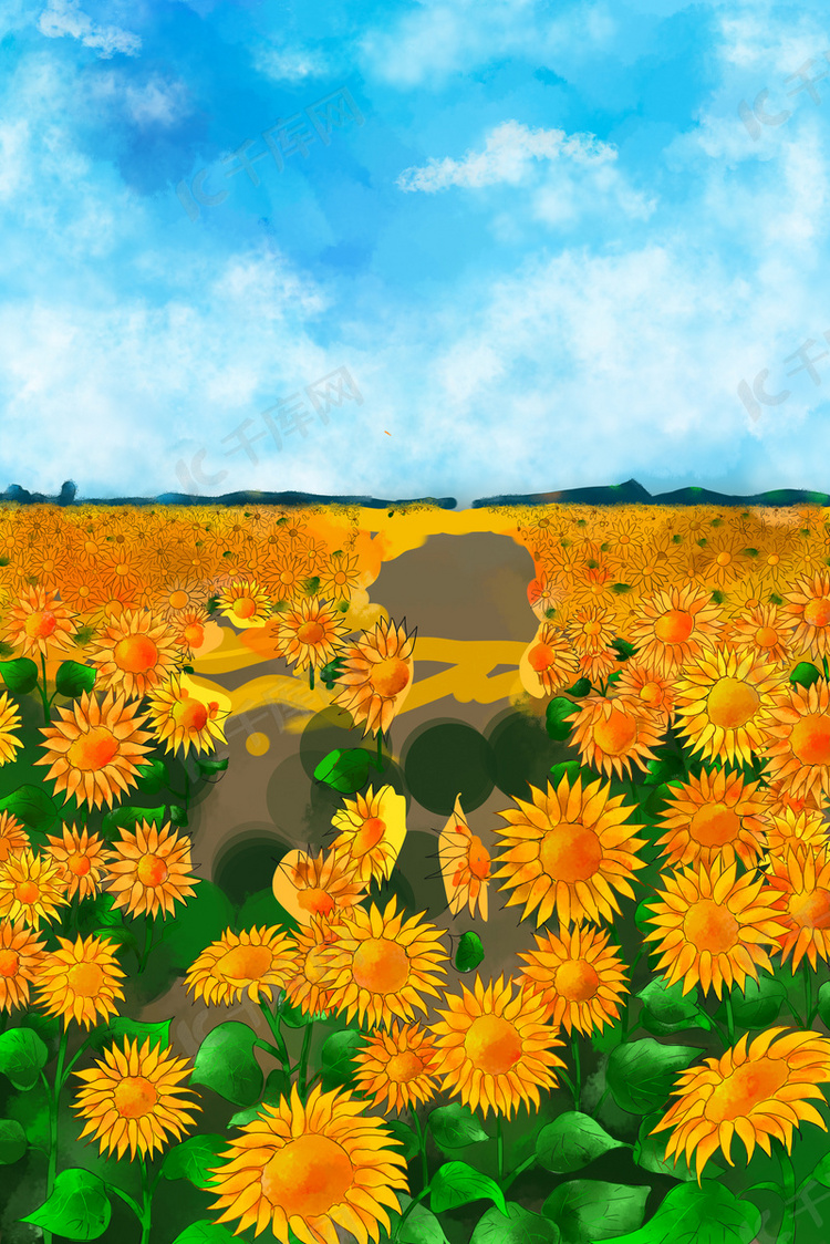 卡通秋天向日葵下载背景图片免费下载-千库网