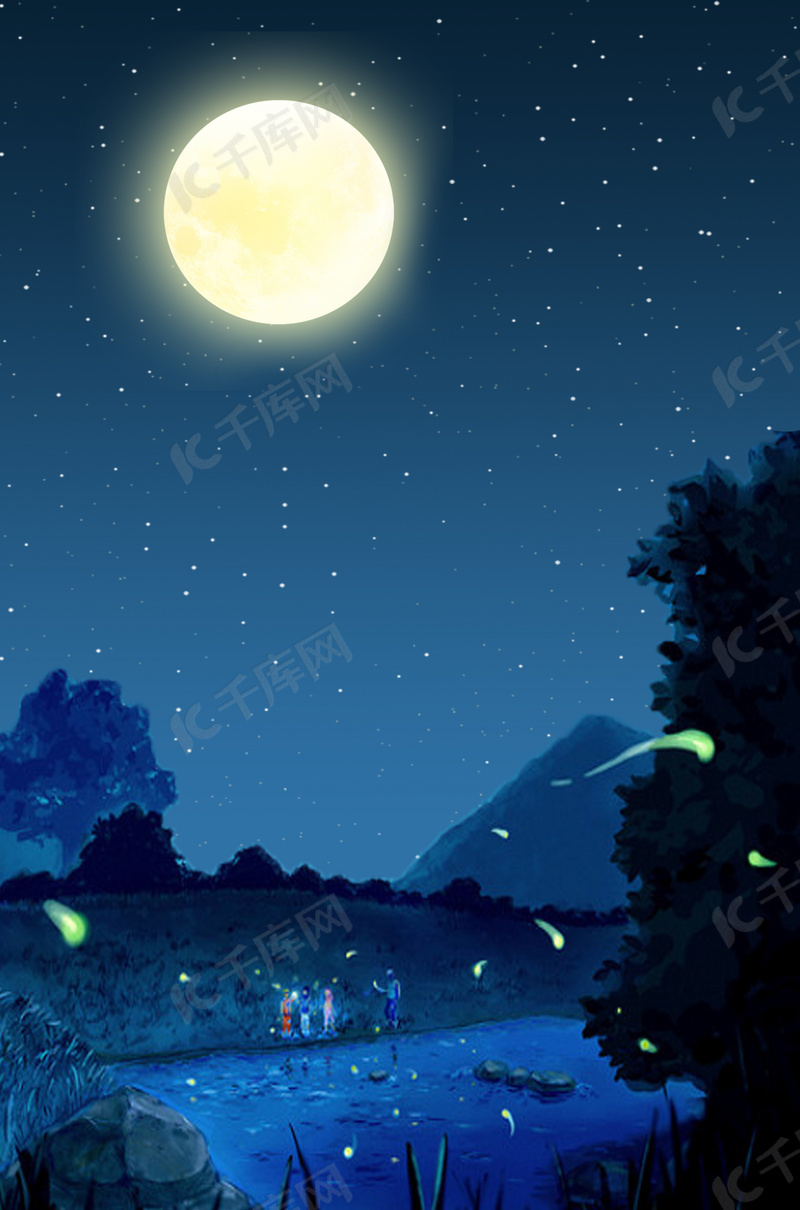 夜晚户外蓝色星空背景素材背景图片免费下载 海报banner Psd 千库网 图片编号