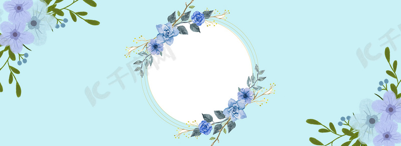花系蒂芙尼蓝婚礼展板背景素材背景图片免费下载 海报banner Psd 千库网 图片编号
