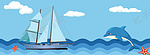 海边海豚帆船夏季旅游海报背景
