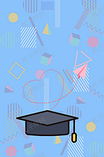 创意博士帽书本素描大学生毕业海报背景