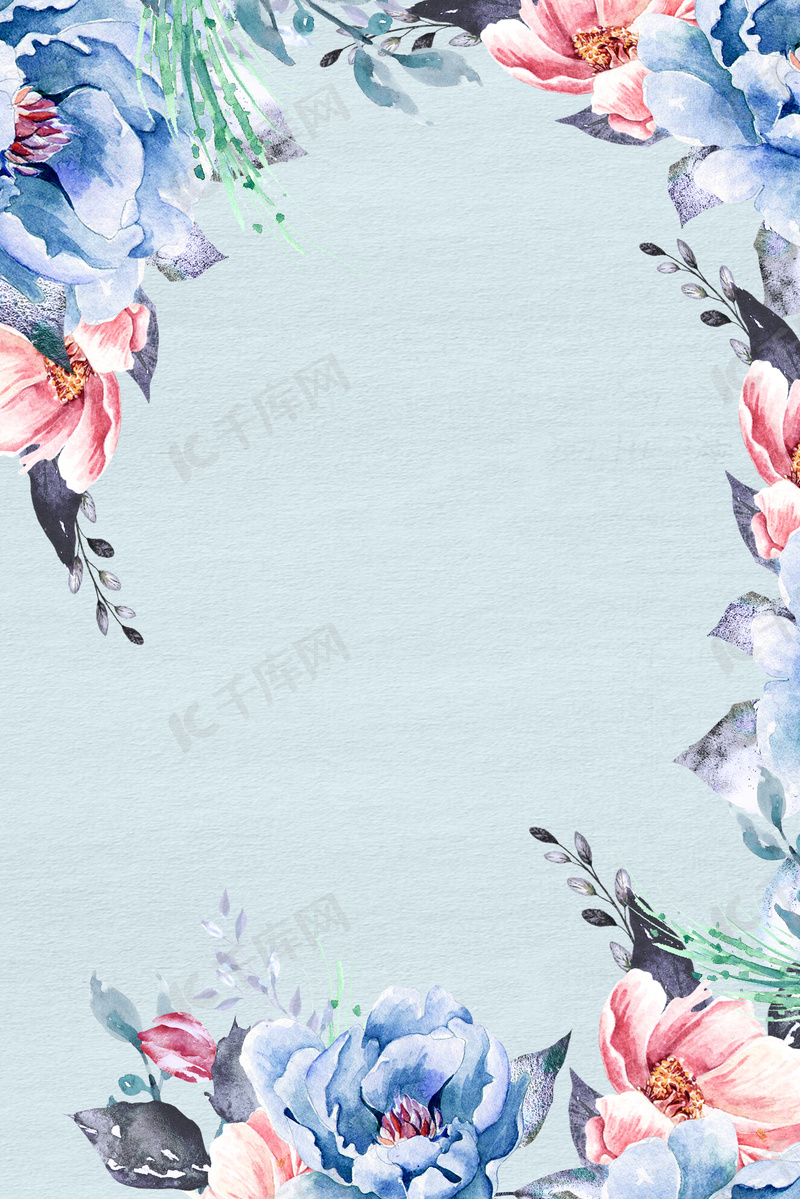 矢量水彩手绘花朵梦幻背景图片免费下载 海报banner Psd 千库网 图片编号