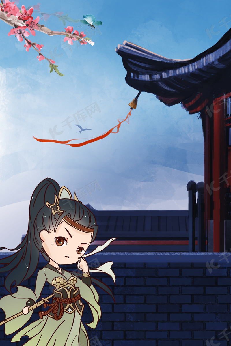 宫廷中国风持剑侍卫海报背景图片免费下载 海报banner Psd 千库网 图片编号