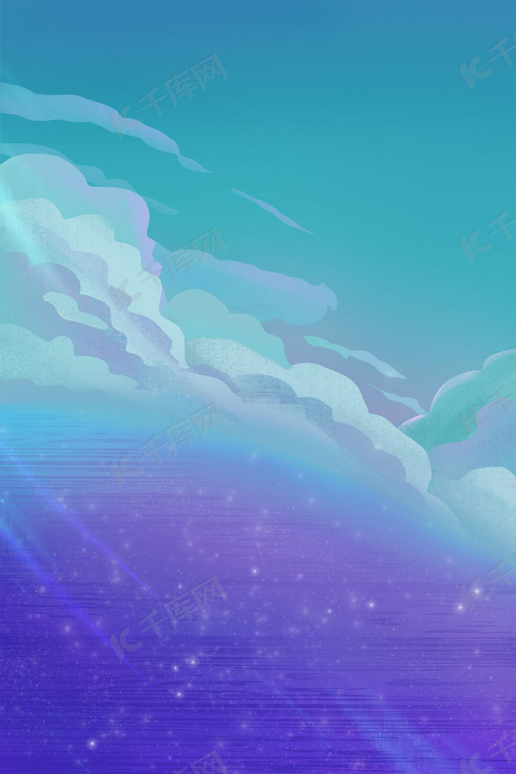 手绘卡通唯美渐变星河背景图