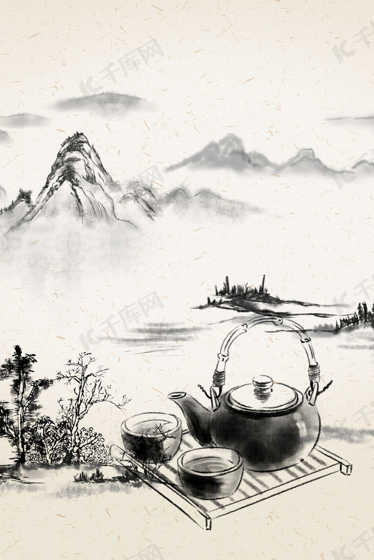 褐色中国风茶道茶馆h5背景