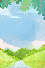 蓝天草地植物背景图片