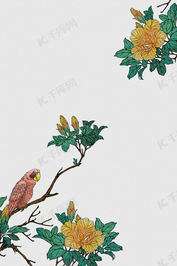 复古中国风工笔画平面素材