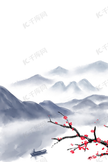 水墨梅花背景图片_水墨梅花背景素材图片_千库网
