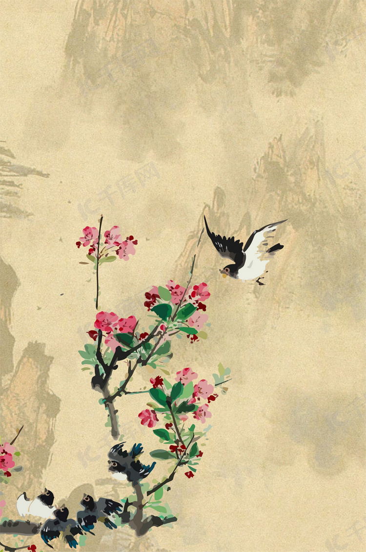 复古中国风工笔画高清背景