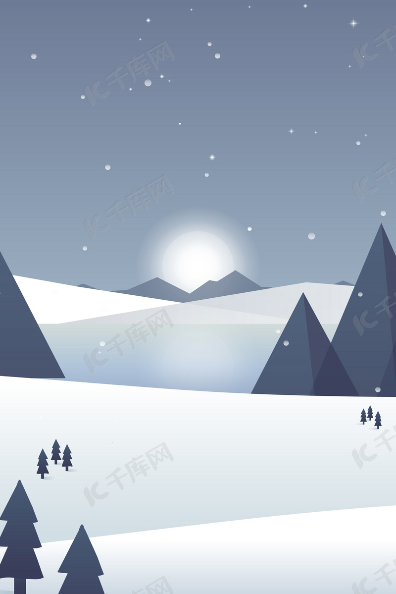 矢量风景墨色冬雪背景图片免费下载 海报banner Psd 千库网 图片编号