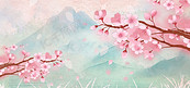 春天 樱花粉色中国风背景