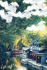 烟雨江南风景背景图片