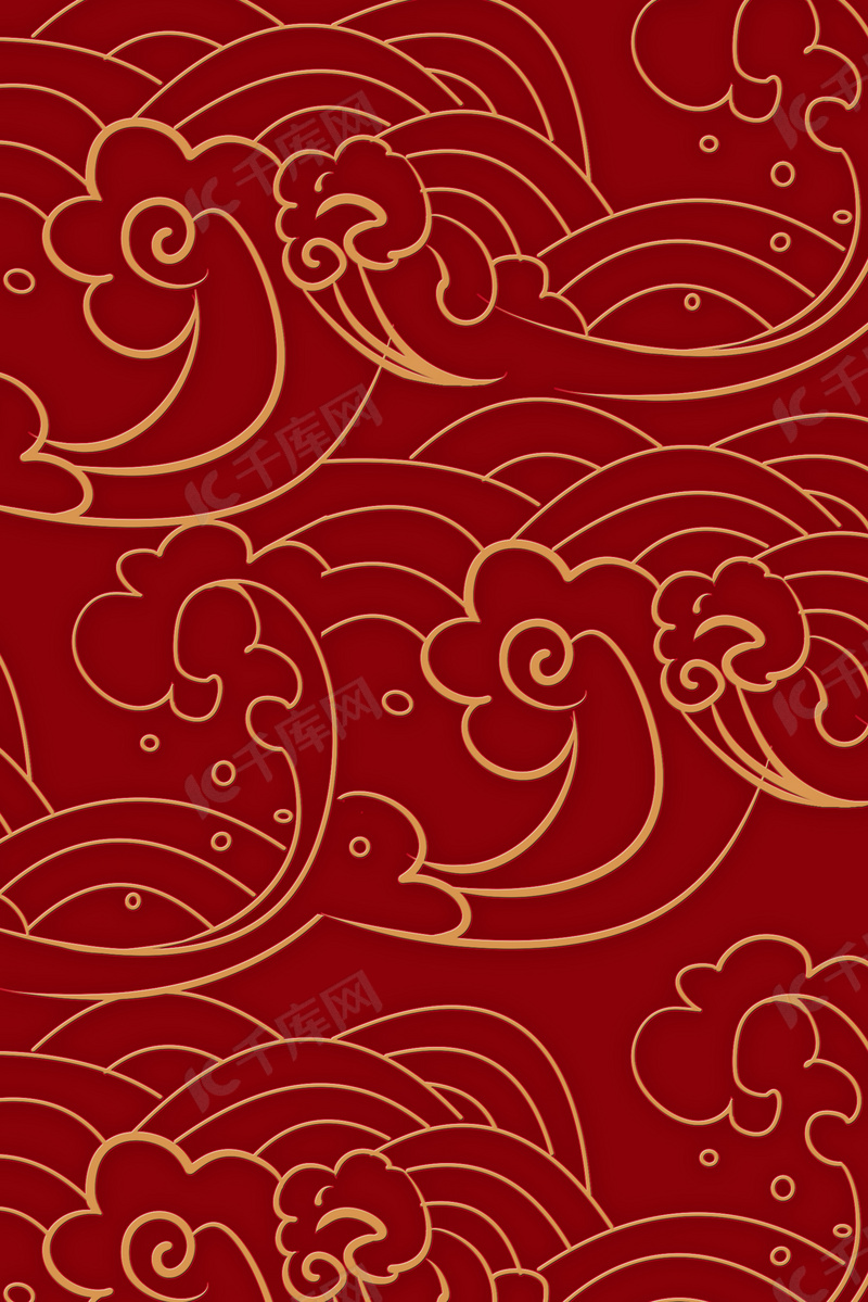 质感纹理中国风红色祥云底纹背景