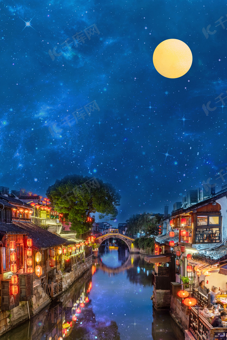 背景图库 江南古镇 江南古镇风景高清背景素材来源:&copy;千库网商用