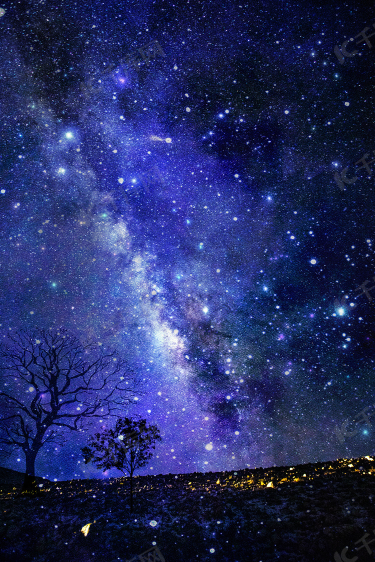 简约梦幻夜空星空背 景