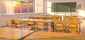 C4D教室空间黄昏写实背景