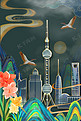 上海地标国潮风城市背景