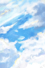 浪漫水彩彩绘天空背景素材