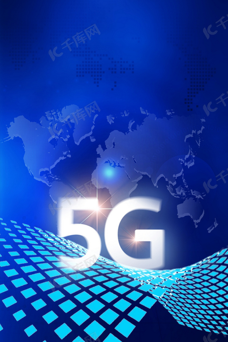 背景图库 5g时代 蓝色科技5g创意合成背景素材来源:千库网商用版权