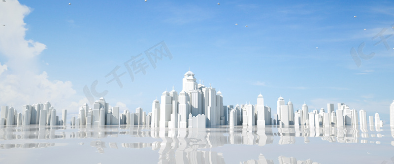 C4D创意白色城市背景图片免费下载_海报banner/psd_千库网(图片编号5985448)