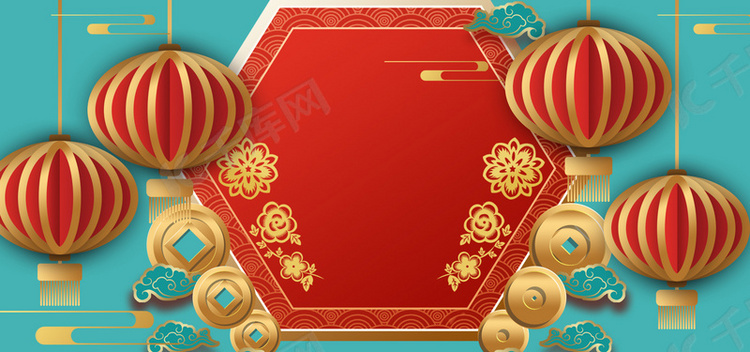 2021新年春节牛年中国风海报背景