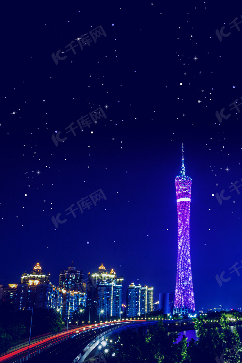 魅力广州城市夜景背景图片背景图片免费下载 海报banner Psd 千库网 图片编号