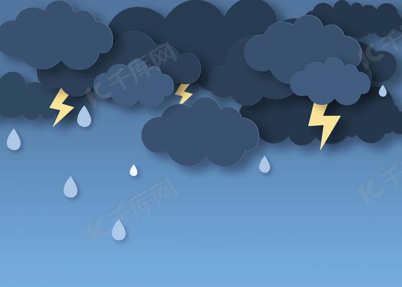 雨天云朵剪纸背景图片免费下载 海报banner Psd 千库网 图片编号