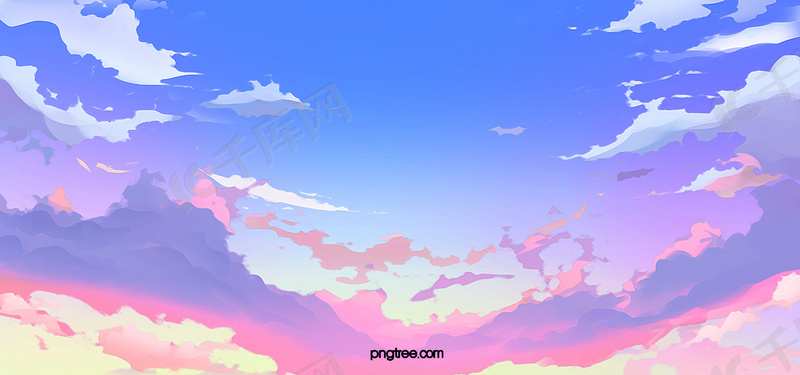创意漫画手绘天空云彩背景图片免费下载 海报banner Psd 千库网 图片编号