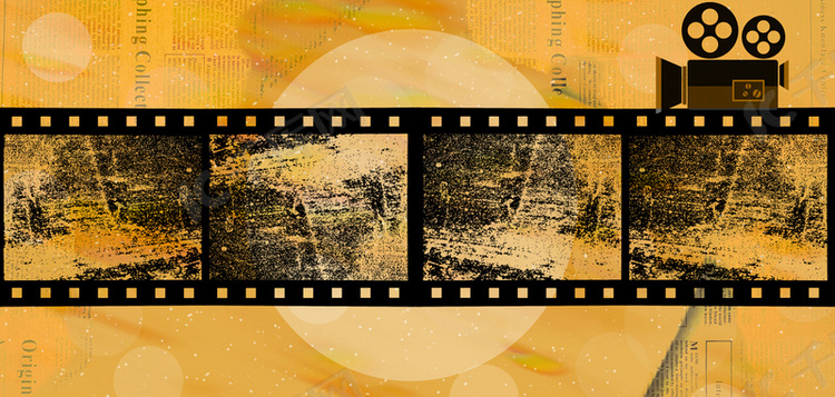 黄色电影节背景复古电影节