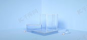 蓝色玻璃质感展台3d元素