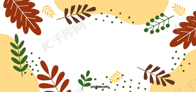 简单实用手绘植物背景图片免费下载 海报banner Psd 千库网 图片编号
