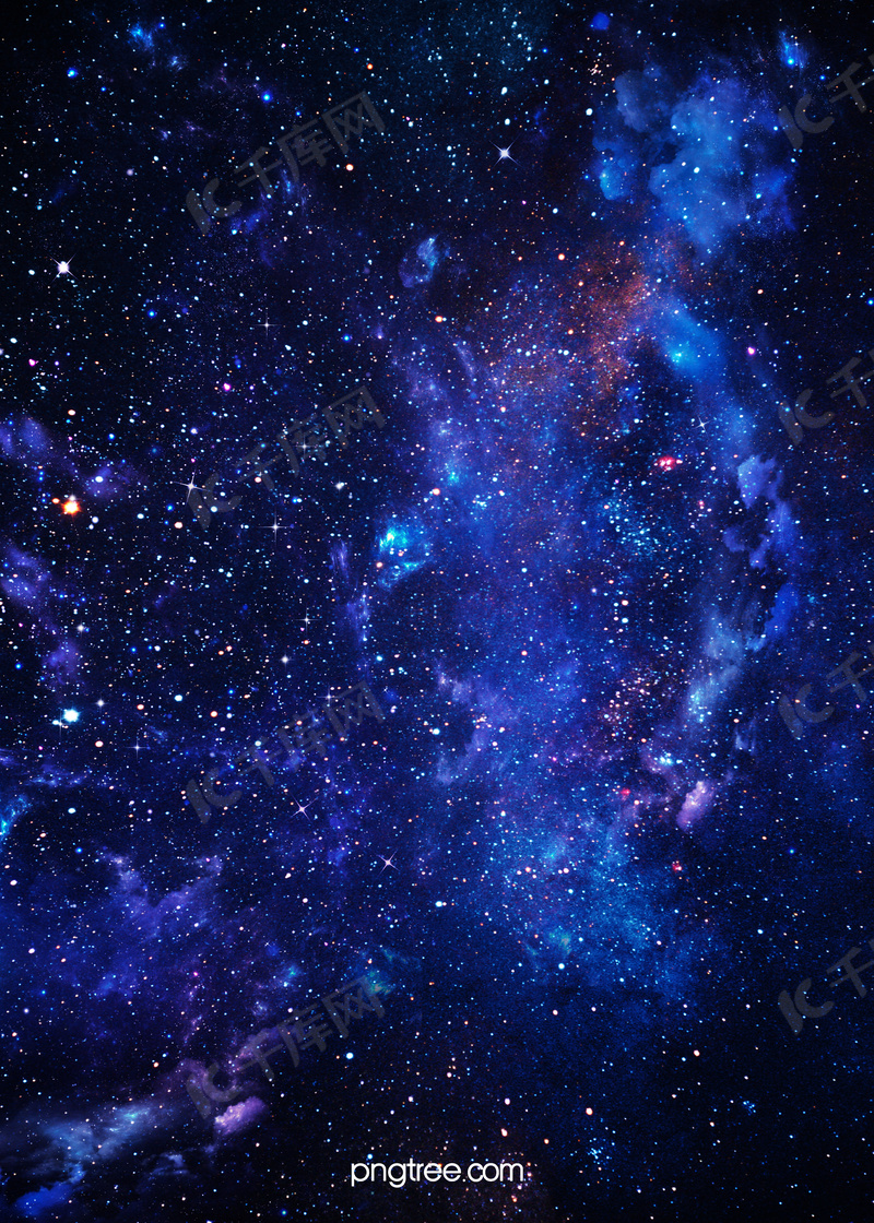蓝色系创意质感手绘星空背景图片免费下载 海报banner Psd 千库网 图片编号
