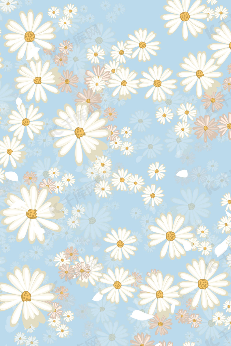 夏日清新雏菊花卉底纹平铺背景图片免费下载 海报banner Psd 千库网 图片编号
