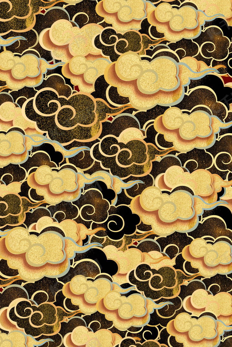 黑金祥云中式立体纹理背景