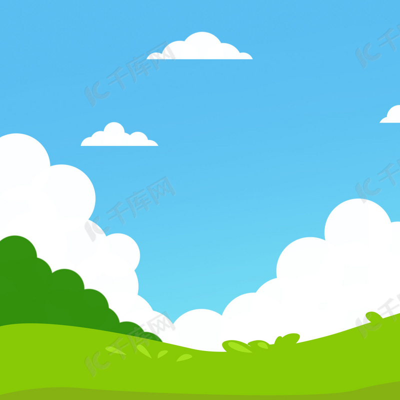 蓝天白云绿树青山草原背景图片免费下载_海报banner/高清大图_千库网