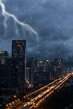 暴雨城市雷电防洪预警宣传背景