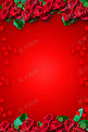 简约红色玫瑰花边框七夕情人节海报背景