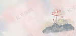 中国风水墨清新夏天荷花粉色古风海报