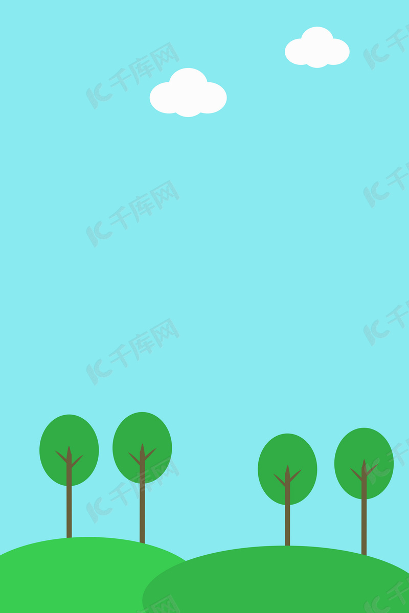 植物几何元素绿色卡通背景图片免费下载 海报banner Psd 千库网 图片编号