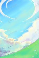 春季山坡云朵云层广告背景