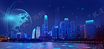 科技城市建筑蓝色科技横版背景
