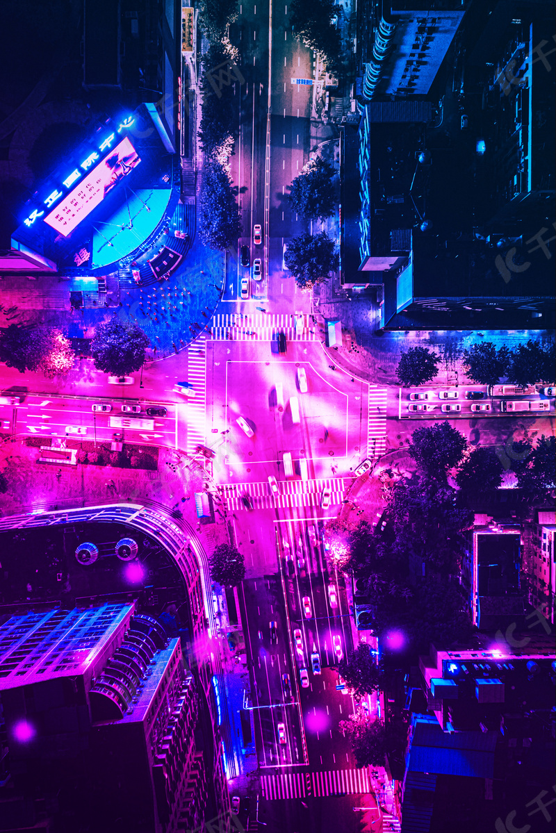 赛博朋克城市夜景背景素材背景图片免费下载 海报banner Psd 千库网 图片编号