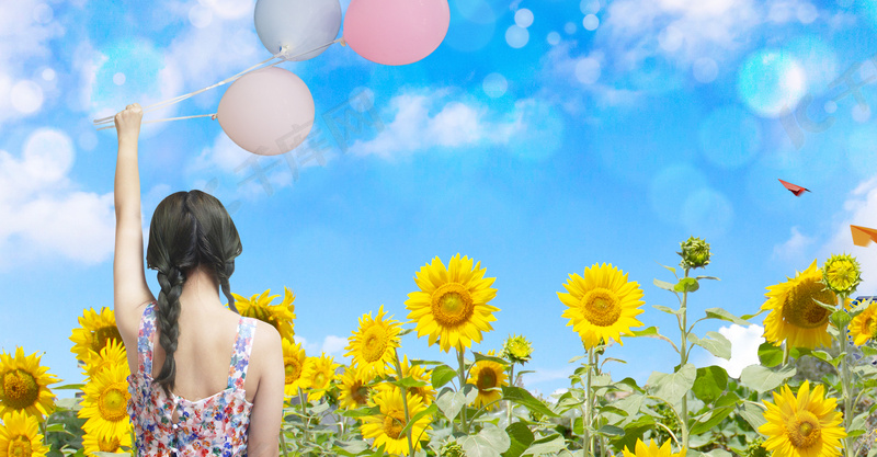 小清新美女创意背景合成背景图片免费下载 海报banner Psd 千库网 图片编号