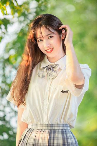 校园jk学生夏日初中生摄影图配图