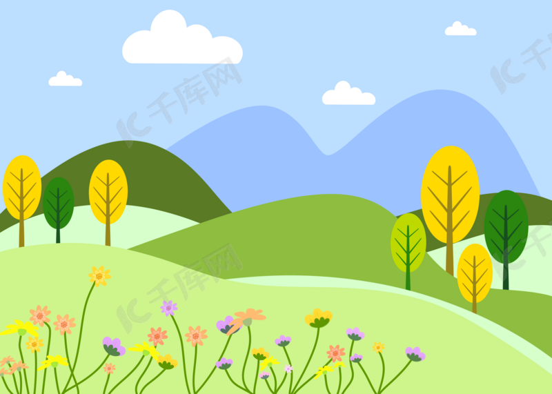 卡通自然风景背景图片免费下载 海报banner Psd 千库网 图片编号