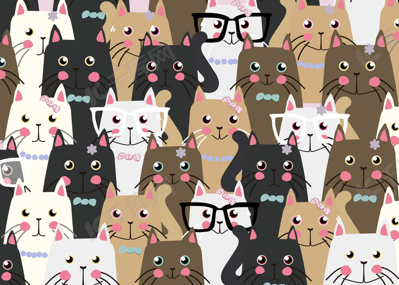 猫咪猫猫可爱领结背景图片免费下载 海报banner Psd 千库网 图片编号