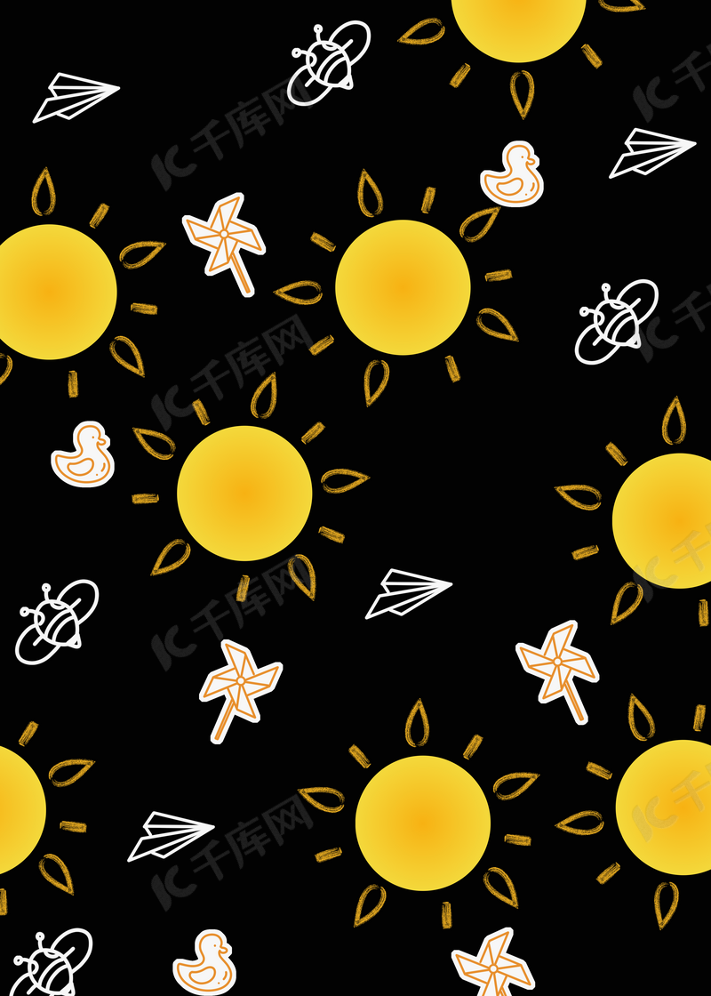 夏日可爱太阳平铺背景图片免费下载 海报banner Psd 千库网 图片编号