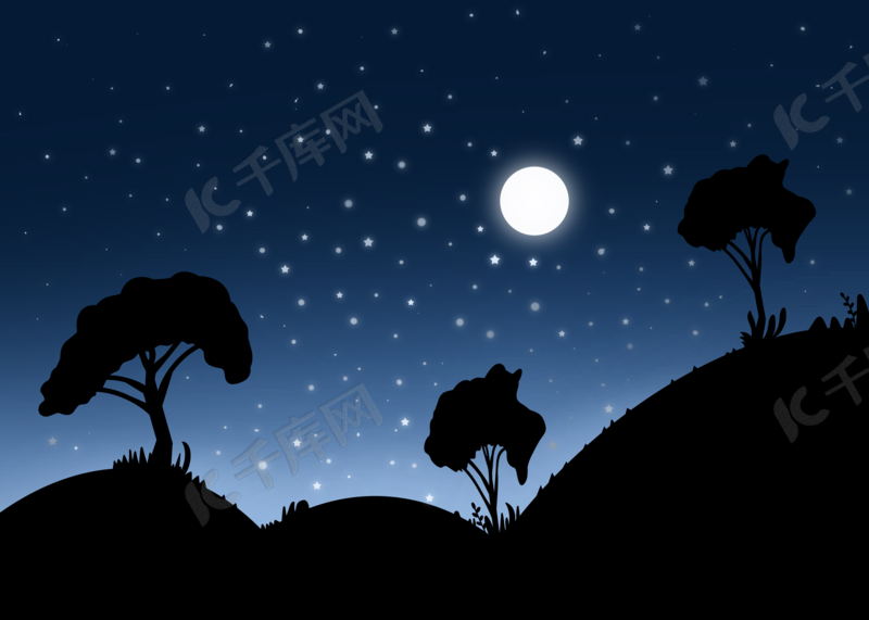 森林森蓝色星空山夜背景图片免费下载 海报banner Psd 千库网 图片编号